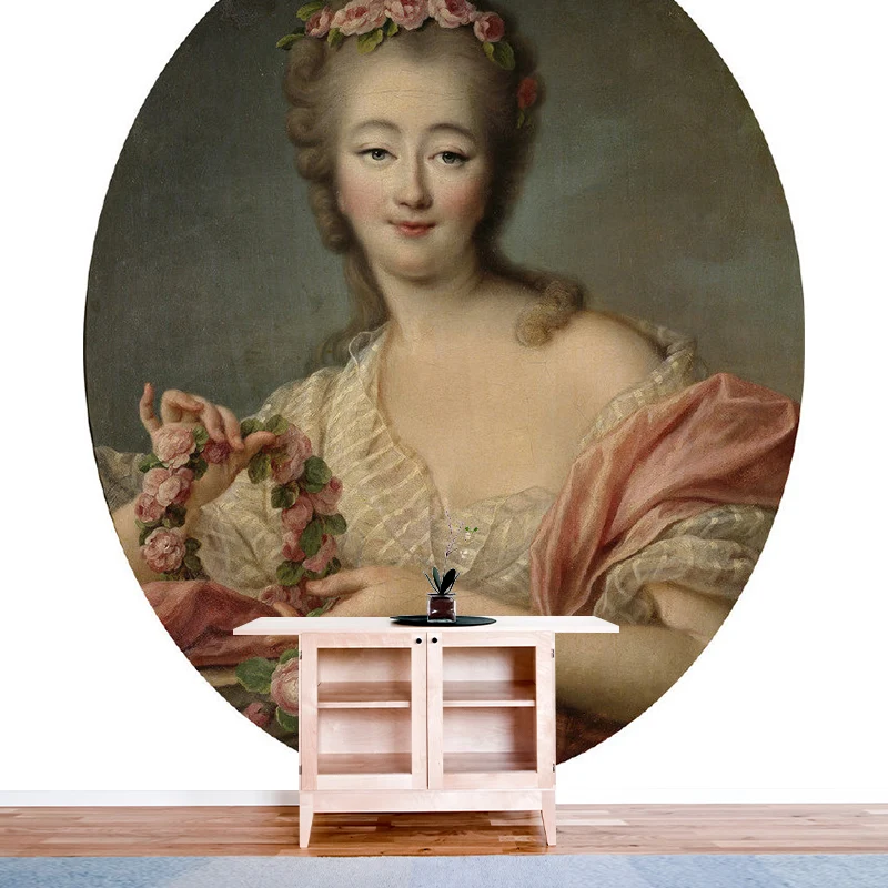Mural europeo extra grande en beige y rosa Glamorous Lady Wall Art, hecho medida Beige Clearhalo