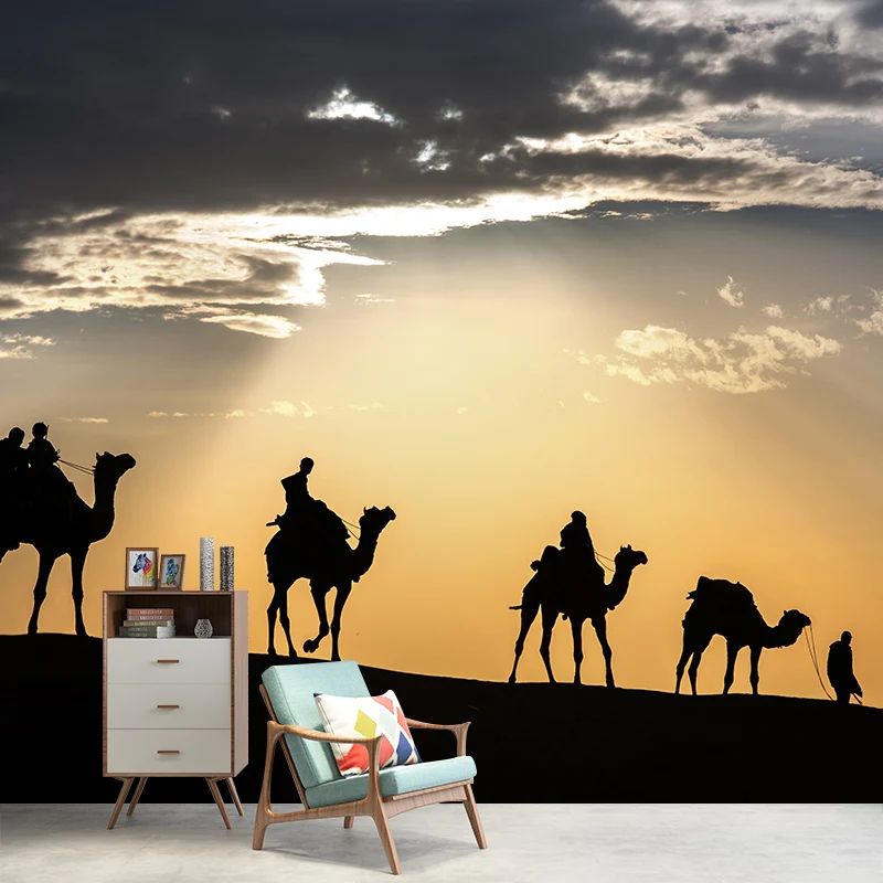 Mural Fotográfico Camello Revestimiento de Pared de Tamaño Completo para Salón, Hecho Medida Marron Clearhalo