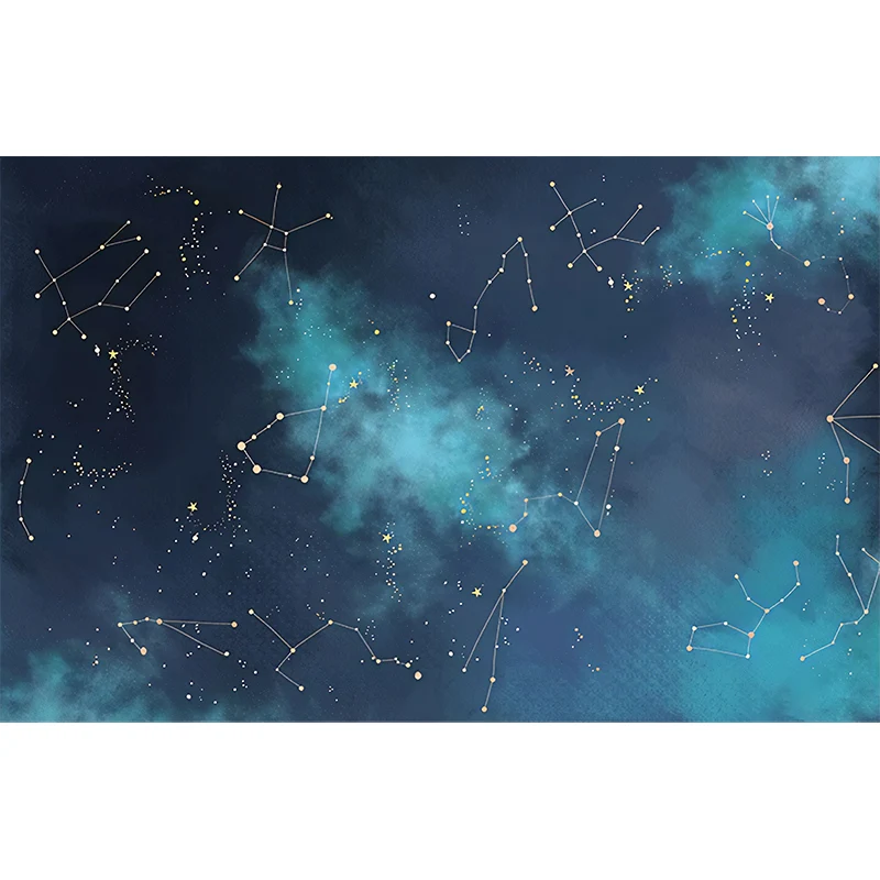 Mural grande de galaxia azul oscuro para decoración del hogar, material no tejido Azul Clearhalo