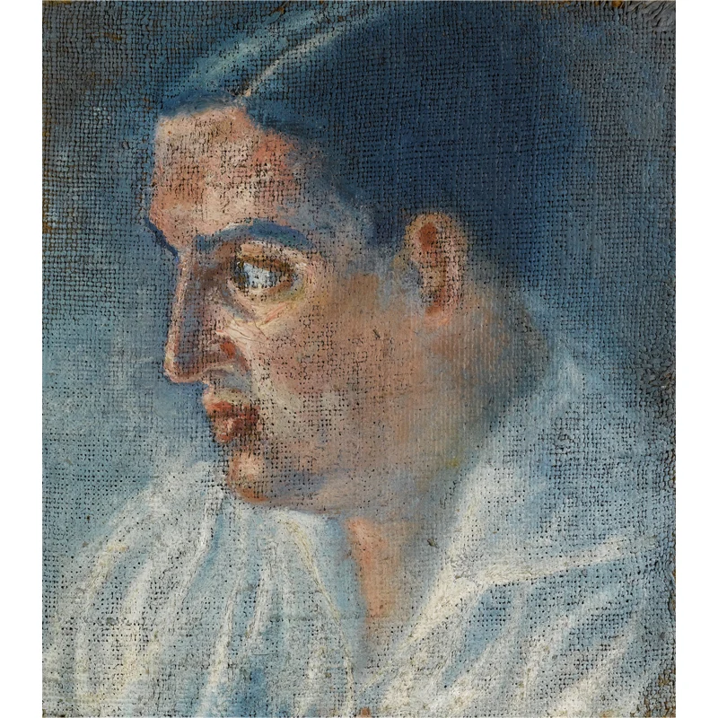 Mural lateral de retrato de mujer, arte de pared surrealista azul para salón, hecho medida Azul Clearhalo