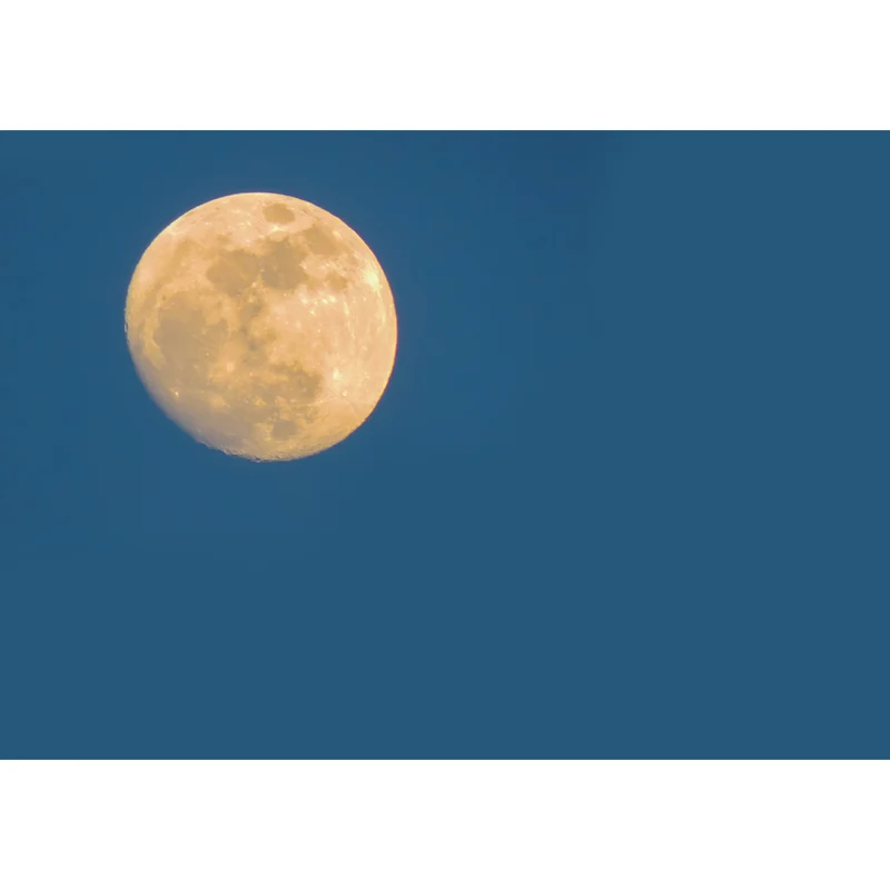 Mural de luna gibosa azul y amarillo, astronomí modernista, decoración de pared lavable para dormitorio Azul Clearhalo