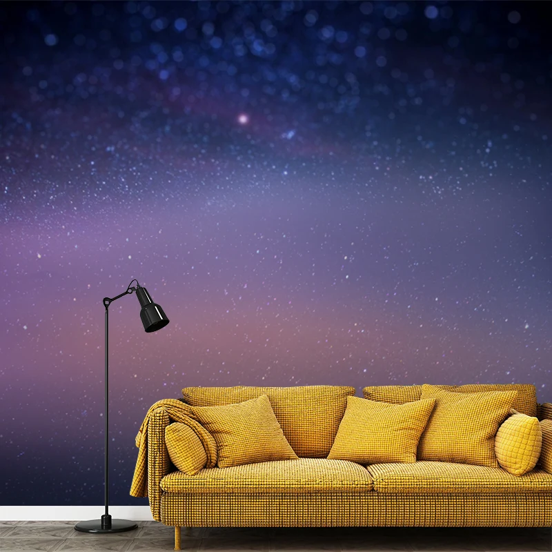 Mural moderno de estrellas y polvo, decoración de pared de astronomí azul púrpura para sala de estar Azul Clearhalo