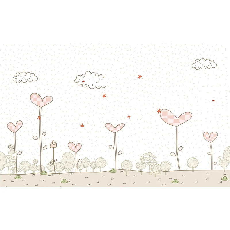 Mural de paisaje de primavera Beige, calcomaní botánica, dibujos animados, arte de pared resistente al agua para el hogar...