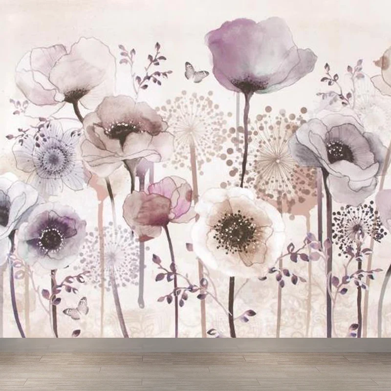 Mural de papel pintado de flores de tamaño completo en decoración de pared no tejida rosa, lavable, tamaño personalizado R...