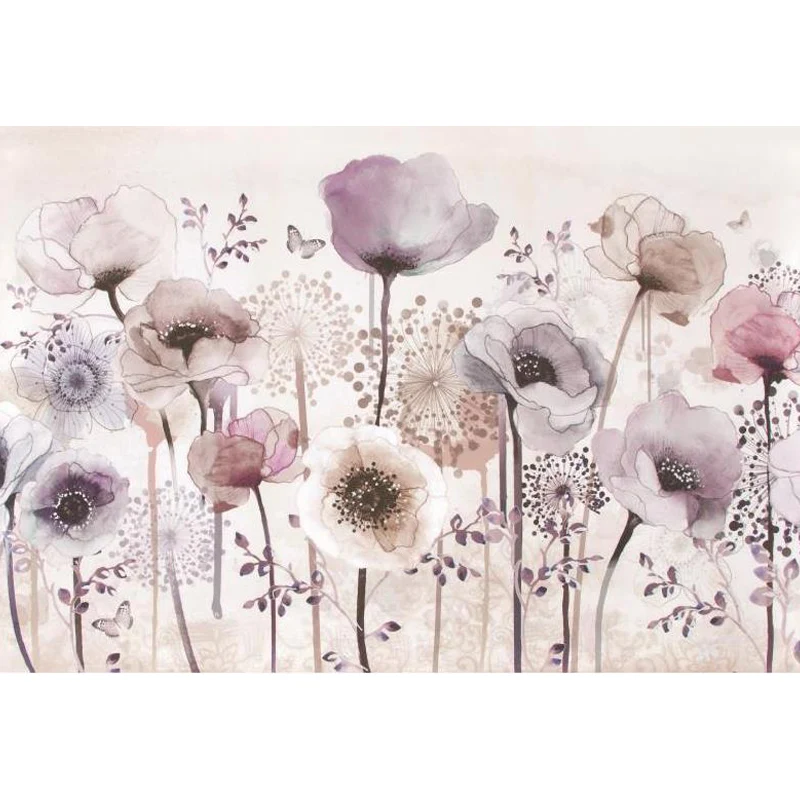 Mural de papel pintado de flores de tamaño completo en decoración de pared no tejida rosa, lavable, tamaño personalizado R...