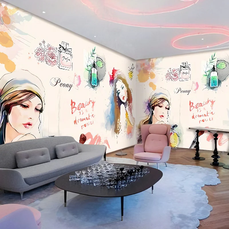 Mural de pared de belleza impermeable, revestimiento de paredes elegante de tamaño completo para dormitorio de niñ Naranja...