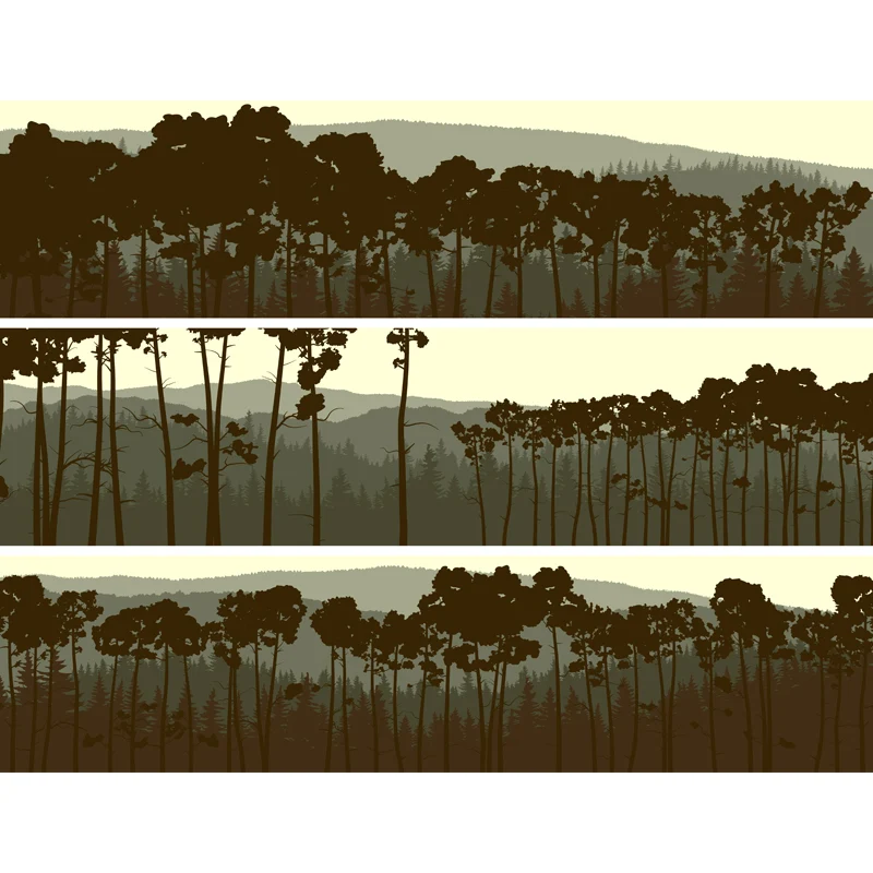 Mural de pared de bosque de peltre, paisaje modernista, arte de pared resistente la humedad para sala de estar Peltre Clea...