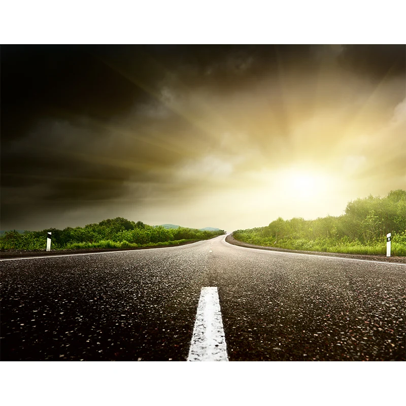 Mural de pared de carretera de fotografí para sala de estar, color claro, tamaño personalizado disponible Azul Clearhalo