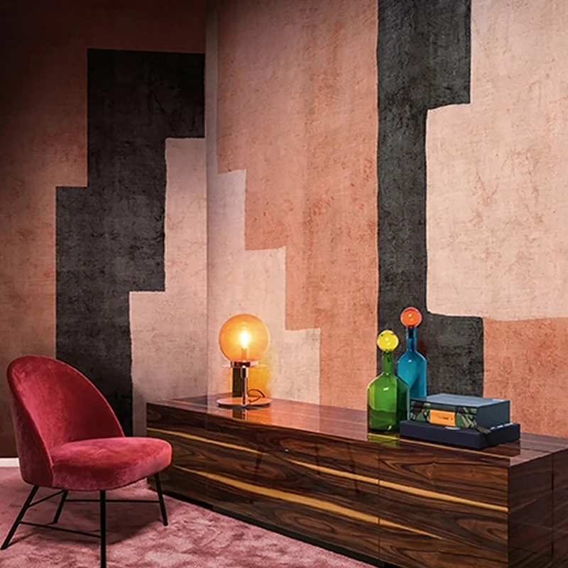 Mural de pared con bloques de colores grandes para decoración de cafeterí, arte de pared sencillo en naranja y negro, resi...