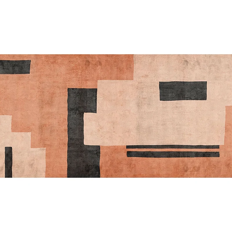 Mural de pared con bloques de colores grandes para decoración de cafeterí, arte de pared sencillo en naranja y negro, resi...