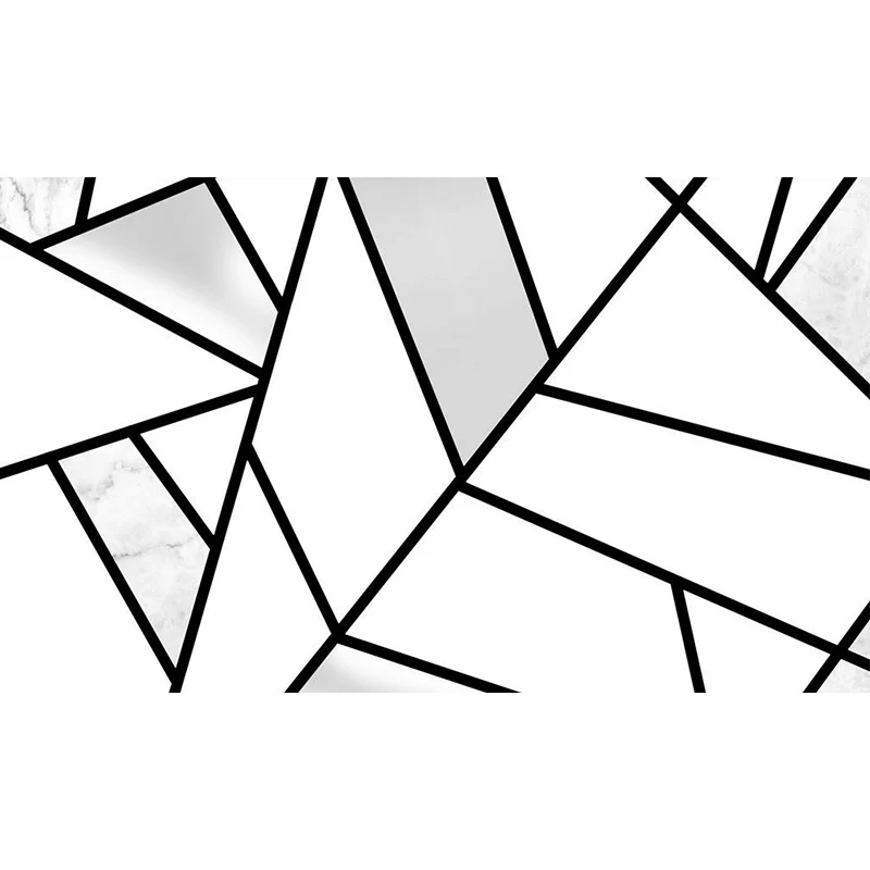 Mural de pared con diseño de línea geométrica, decoración minimalista de tela no tejida para pared en blanco y negro Negro...