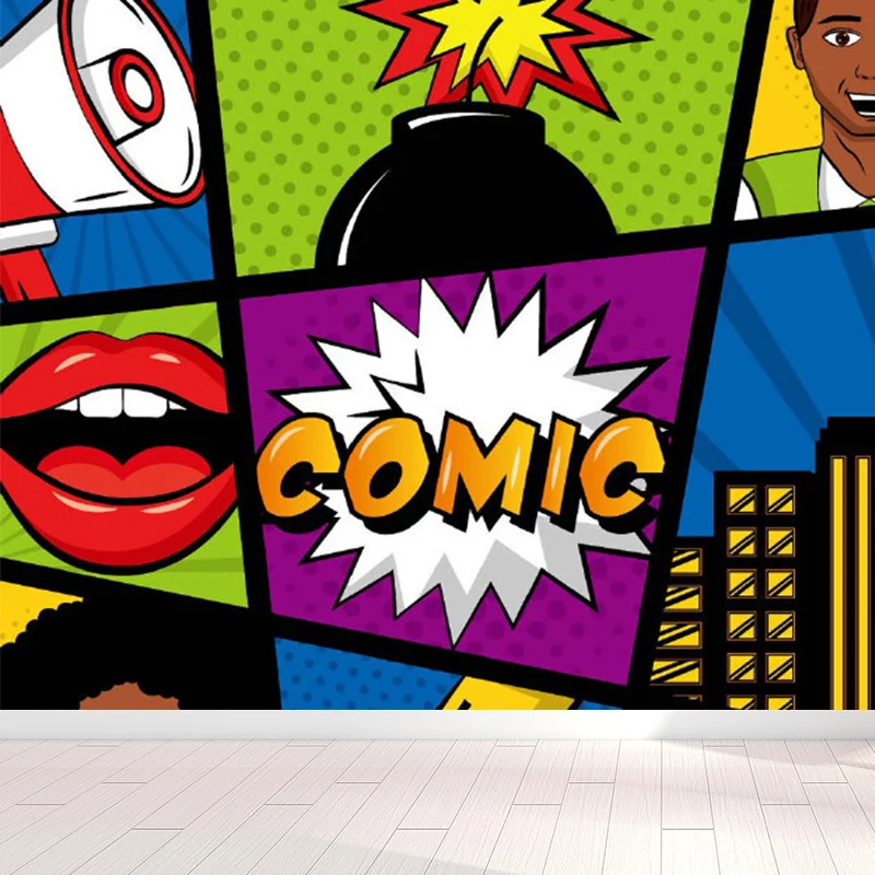 Mural de pared con patrón mágico de ilustración, revestimiento de paredes gigante para comedor, personalizado Purpura Clea...