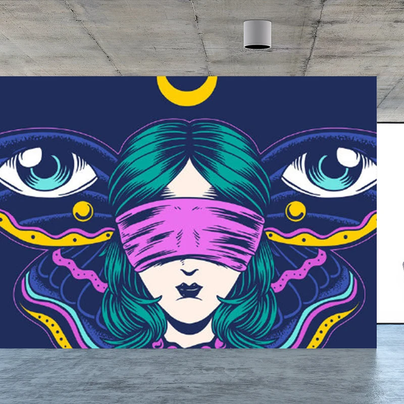 Mural de pared con patrón mágico de ilustración, revestimiento de paredes gigante para comedor, personalizado Purpura Clea...