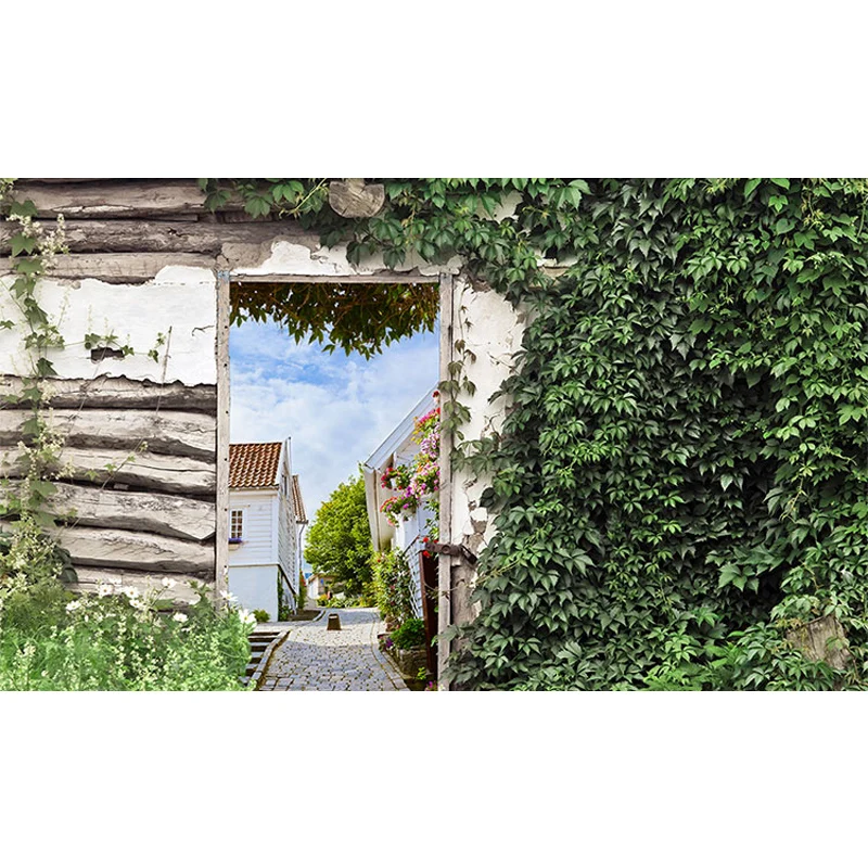 Mural de pared con planta verde, revestimiento de paredes resistente las manchas en verde suave para cafeterí Verde Clearhalo