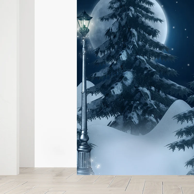 Mural de pared contemporáneo blanco, enorme paisaje cubierto de nieve, decoración de pared para sala de estar Blanco Clear...