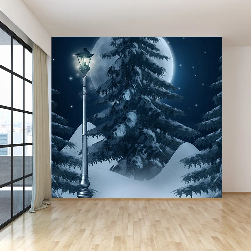 Mural de pared contemporáneo blanco, enorme paisaje cubierto de nieve, decoración de pared para sala de estar Blanco Clear...