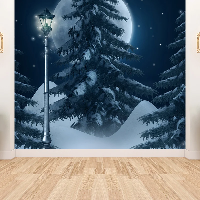 Mural de pared contemporáneo blanco, enorme paisaje cubierto de nieve, decoración de pared para sala de estar Blanco Clear...
