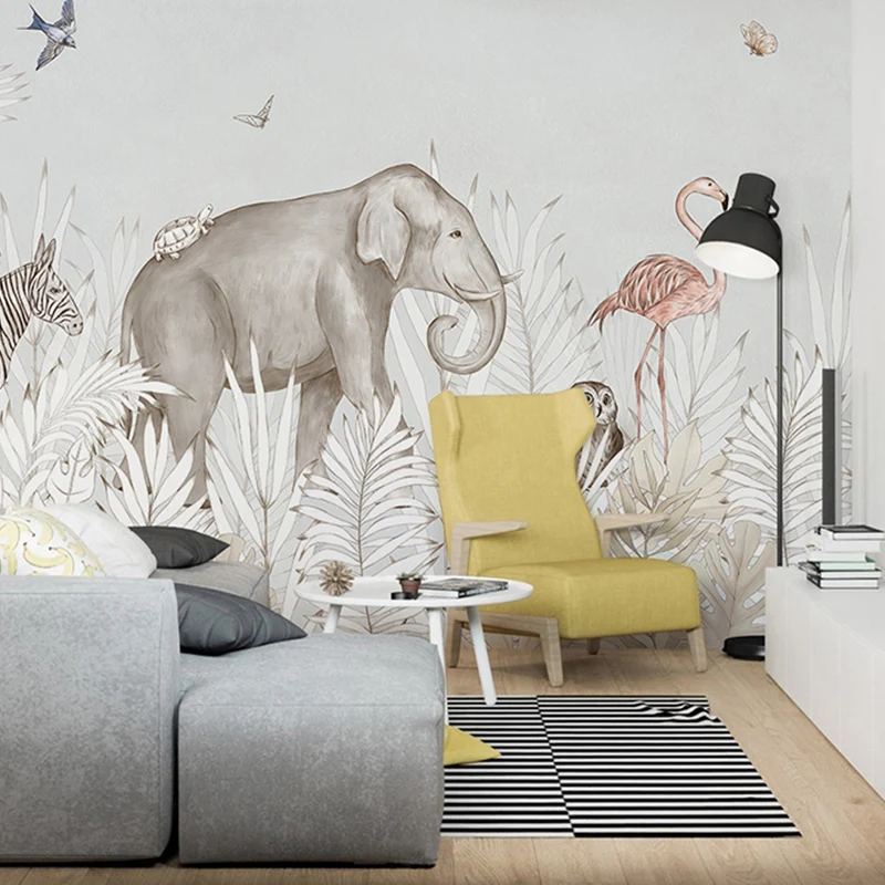 Mural de pared de dibujos animados de color suave, revestimiento de paredes resistente las manchas para el dormitorio de l...