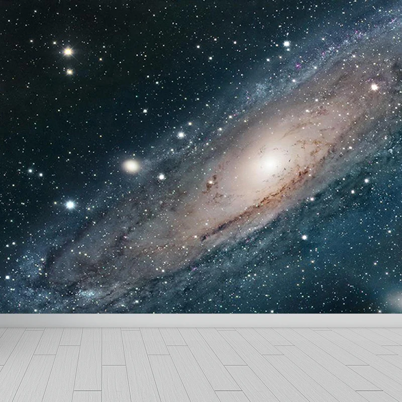 Mural de pared en espiral de estrellas modernas, arte de pared de color oscuro no tejido prueba de manchas para dormitorio...