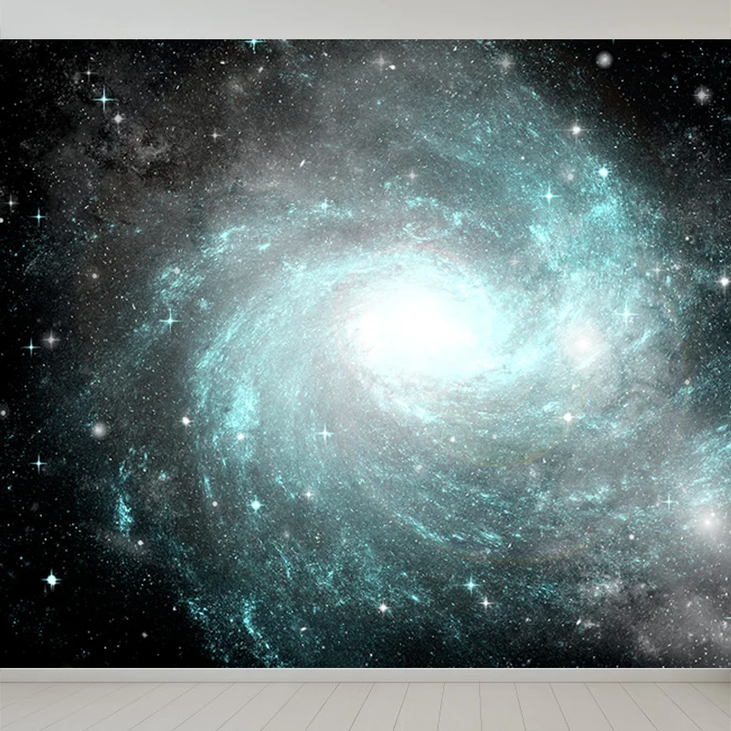Mural de pared en espiral de estrellas modernas, arte de pared de color oscuro no tejido prueba de manchas para dormitorio...
