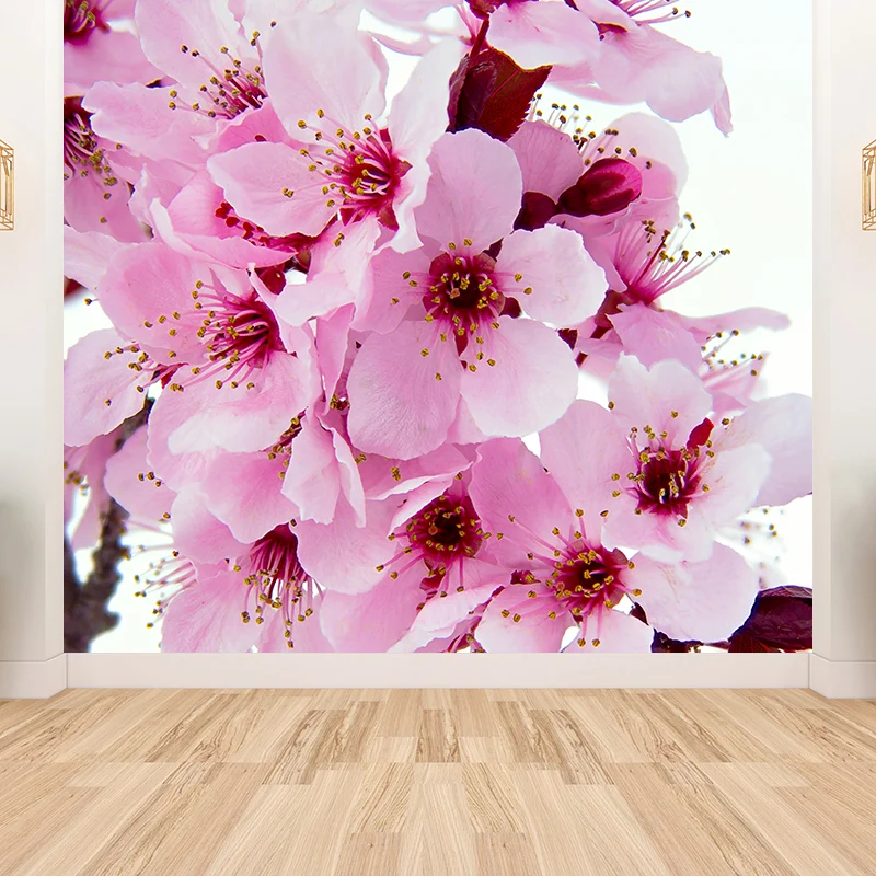 Mural de pared de flor rosa, revestimiento de paredes moderno resistente la humedad para sala de estar Rosa Clearhalo