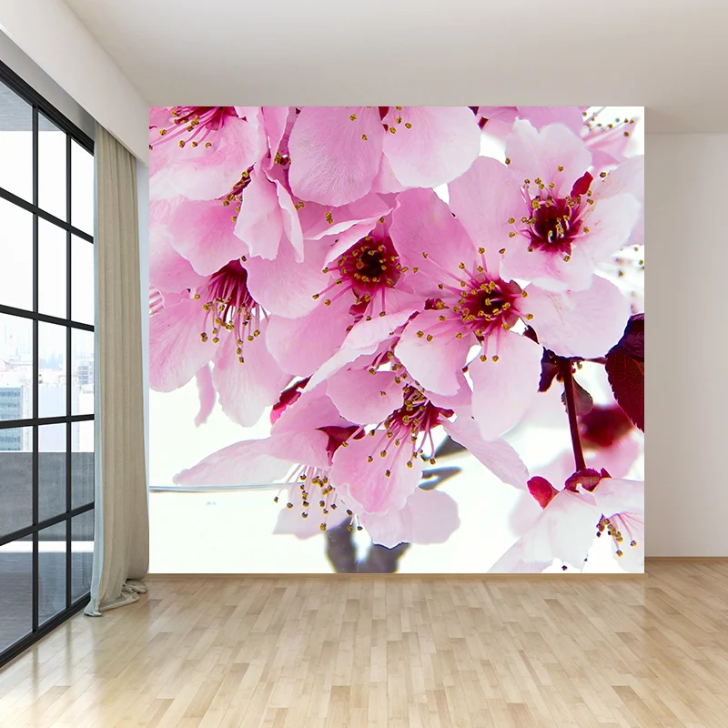 Mural de pared de flor rosa, revestimiento de paredes moderno resistente la humedad para sala de estar Rosa Clearhalo