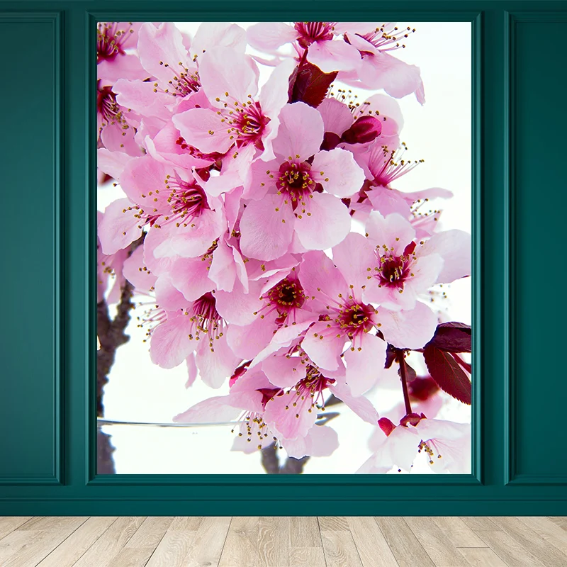 Mural de pared de flor rosa, revestimiento de paredes moderno resistente la humedad para sala de estar Rosa Clearhalo