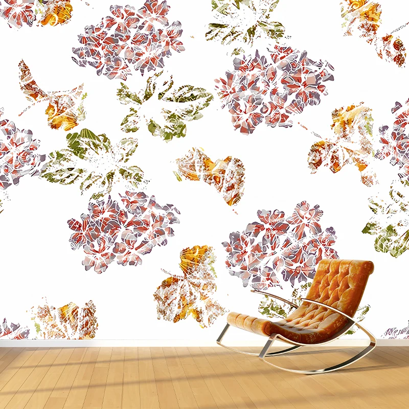 Mural de pared de flores resistente la humedad, revestimiento de paredes minimalista para decoración de sala de estar Blan...