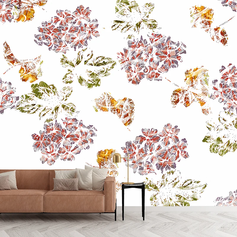 Mural de pared de flores resistente la humedad, revestimiento de paredes minimalista para decoración de sala de estar Blan...