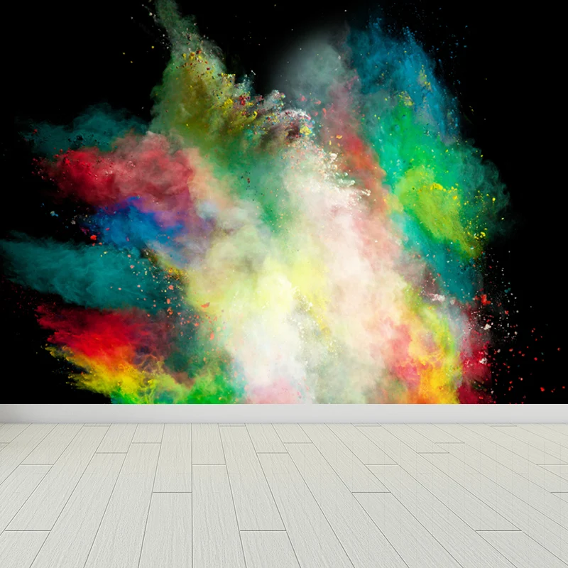 Mural de pared impermeable con explosión de arco iris, revestimiento de paredes no tejido moderno, tamaño personalizado Pu...