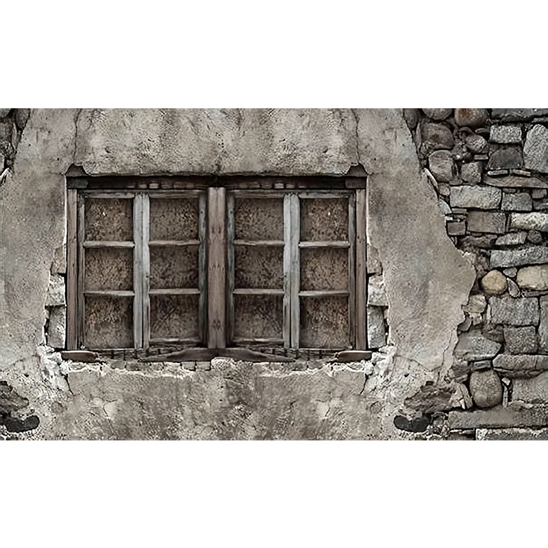 Mural de pared de ladrillo con impresión 3D de novedad retro con revestimiento de pared para ventana de celosí completa en...