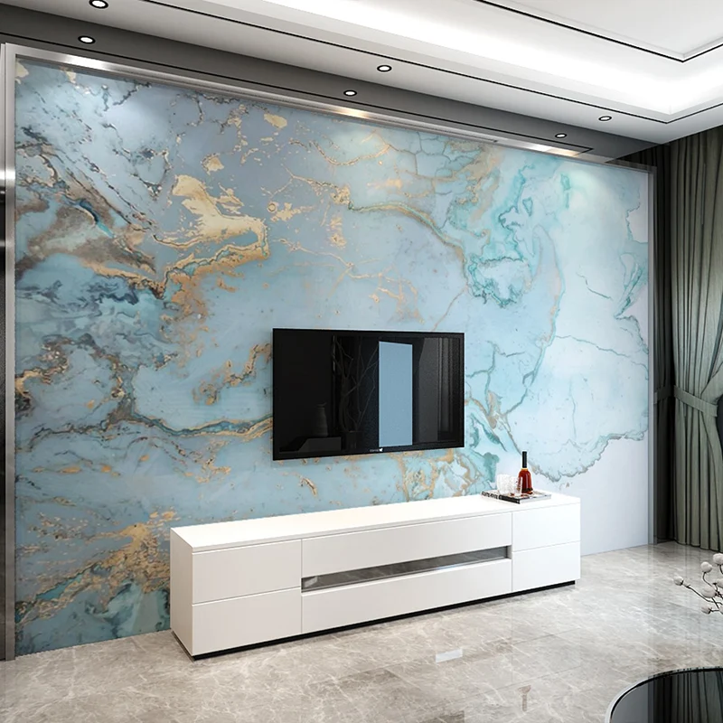 Mural de pared minimalista con degradado en azul para decoración de habitaciones de invitados, hecho medida Azul Clearhalo