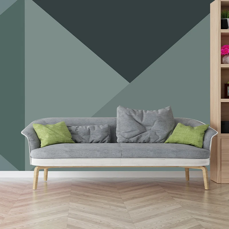 Mural de pared minimalista extra grande en arte de pared de triángulo verde, tamaño personalizado disponible Verde Clearhalo