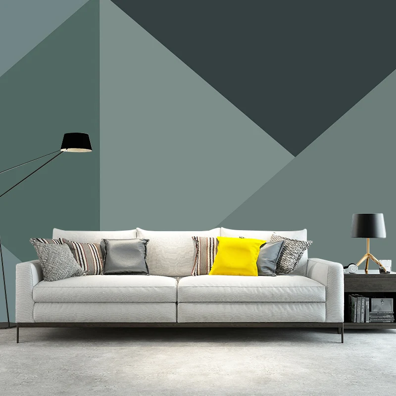 Mural de pared minimalista extra grande en arte de pared de triángulo verde, tamaño personalizado disponible Verde Clearhalo