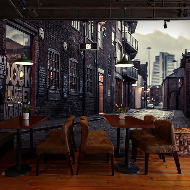 Mural de pared nórdico para decoración de restaurante, estilo retro, hecho medida Gris Clearhalo