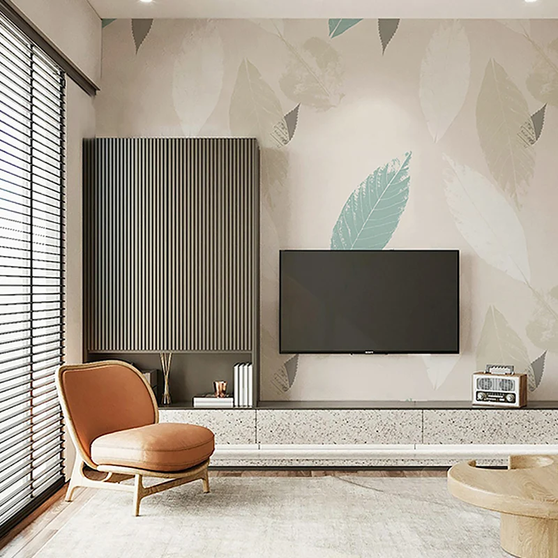 Mural de pared de plumas beige, revestimiento de paredes resistente al agua para pared decorativa Beis Clearhalo