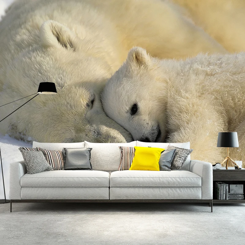 Mural de pared simple de tamaño personalizado con decoración de pared de oso polar impermeabilizante para sala de estar Ma...