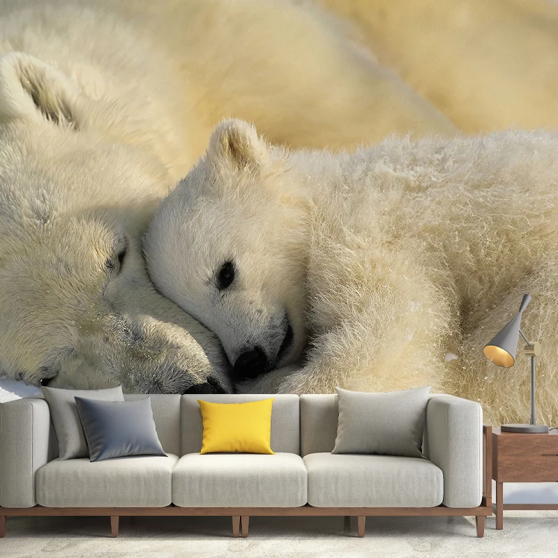 Mural de pared simple de tamaño personalizado con decoración de pared de oso polar impermeabilizante para sala de estar Ma...
