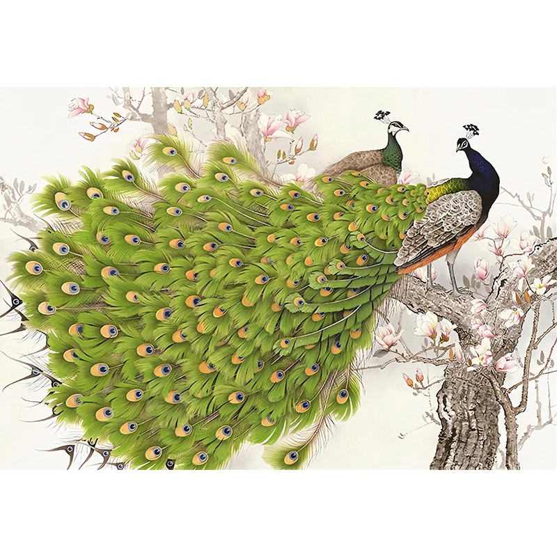 Mural de pared de tamaño personalizado con arte de pared de pavo real resistente las manchas para decoración del hogar Ver...
