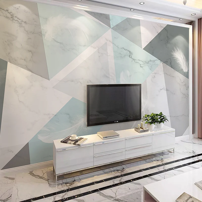 Mural de pared de tela no tejida con revestimiento de paredes triangular resistente las manchas para cafeterí Gris Clearhalo