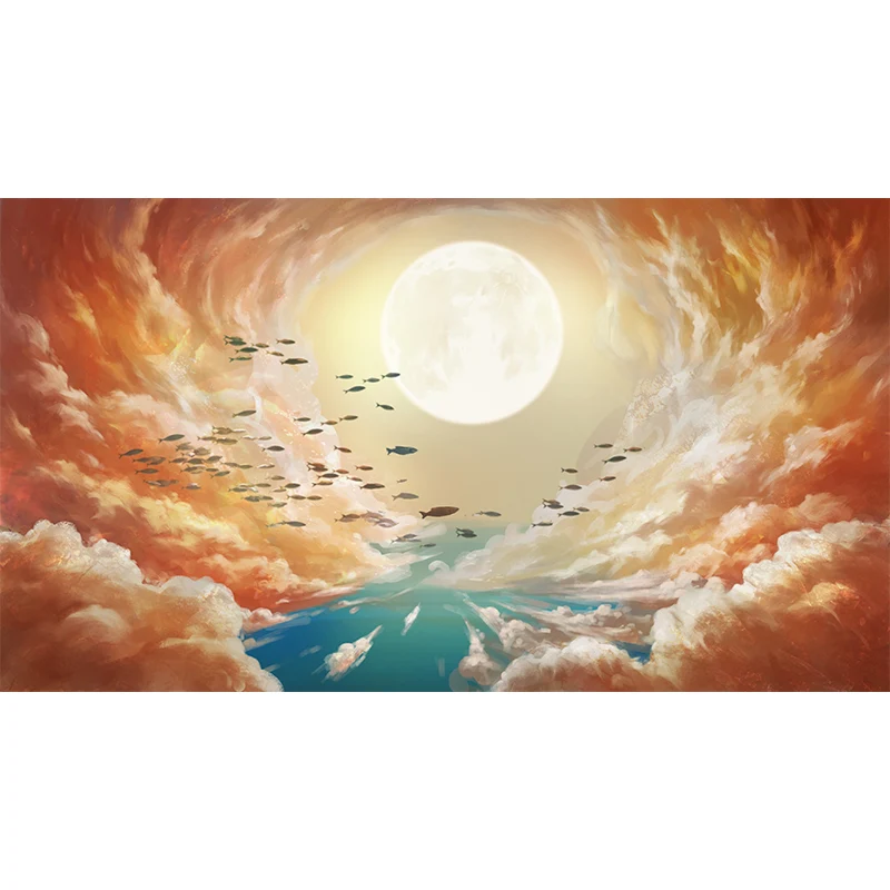 Mural de Super Luna y Nube, arte infantil amarillo-azul, revestimiento de paredes para sala de estar Amarillo Clearhalo