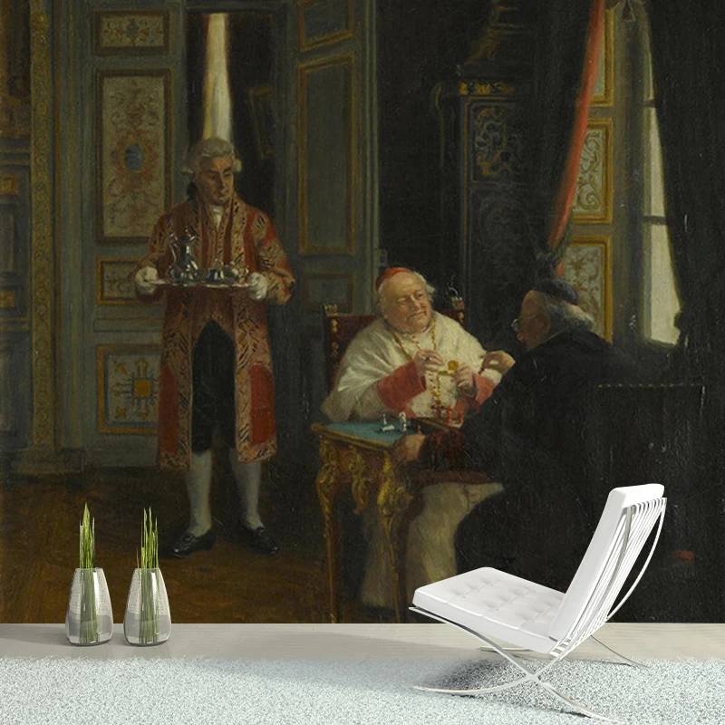 Mural de tiempo de comedor de cardenales marrones, revestimiento de paredes resistente las manchas para decoración del hog...