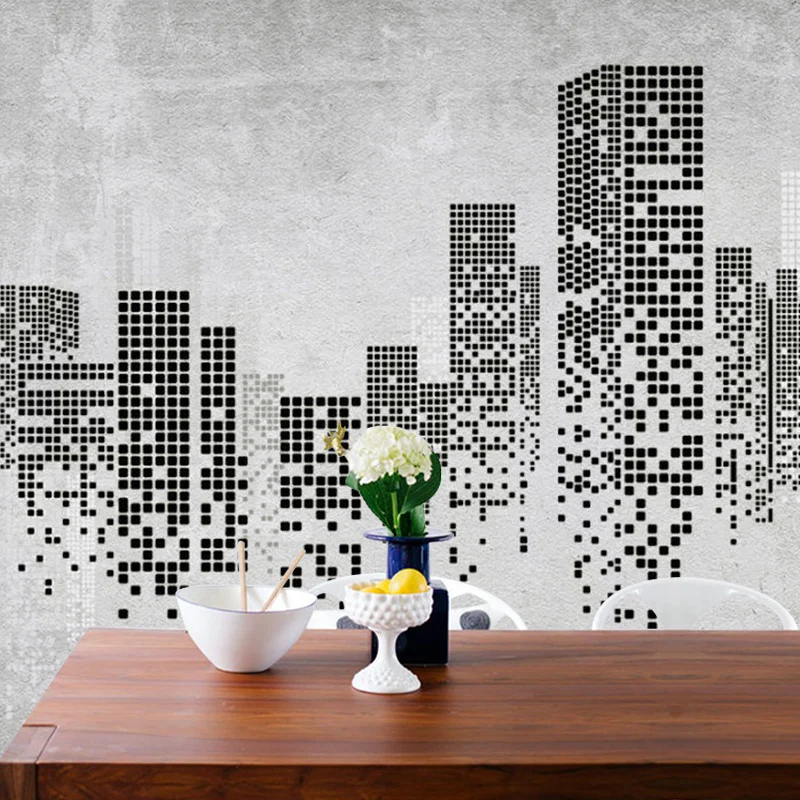 Murales negros y grises, revestimiento de paredes impermeable para construcción nórdica, para pared decorativa Gris Clearhalo