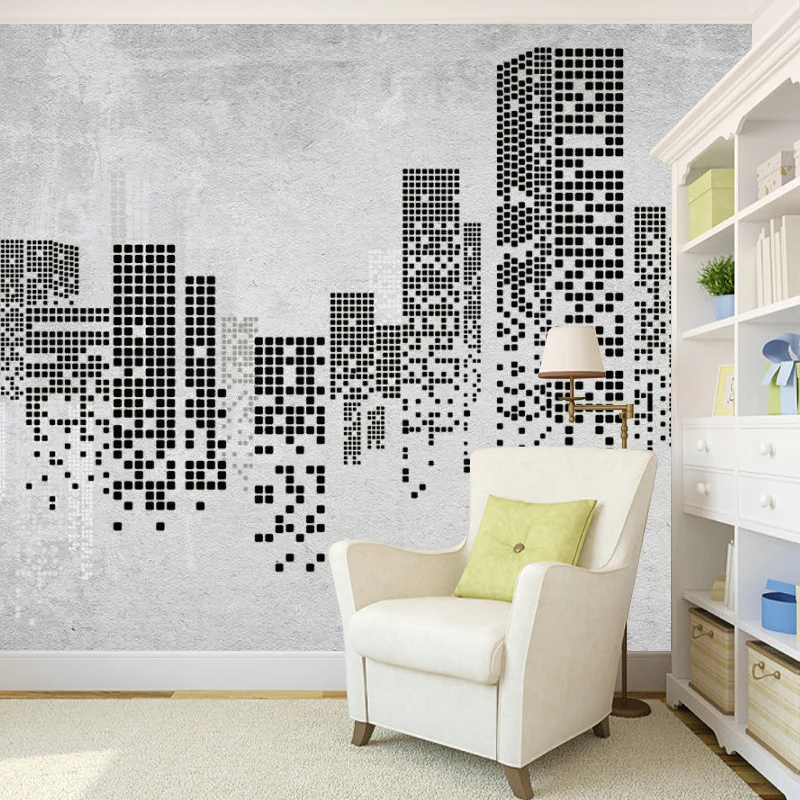 Murales negros y grises, revestimiento de paredes impermeable para construcción nórdica, para pared decorativa Gris Clearhalo