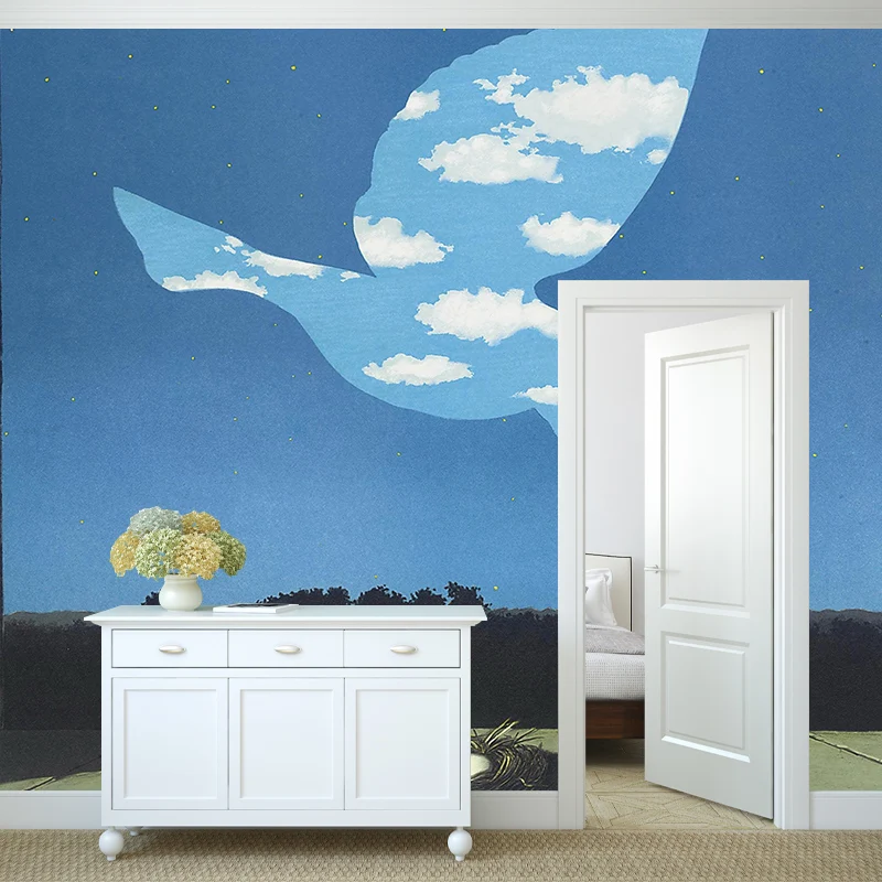 Murales de pared con ilustración de paloma flotante, revestimiento de pared completo para dormitorio, tamaño personalizado...