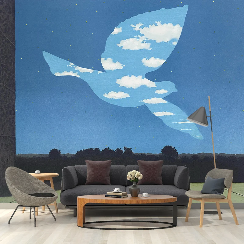 Murales de pared con ilustración de paloma flotante, revestimiento de pared completo para dormitorio, tamaño personalizado...