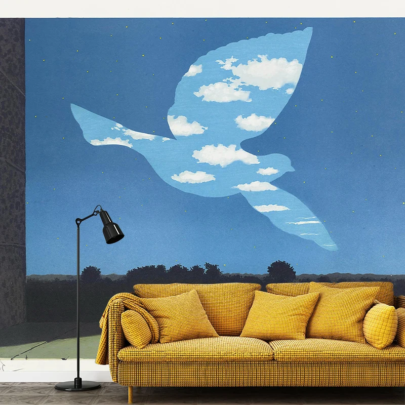 Murales de pared con ilustración de paloma flotante, revestimiento de pared completo para dormitorio, tamaño personalizado...