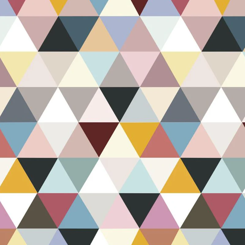 Murales de pared de triángulo entero para dormitorio, arte de pared de retazos en azul, rosa y amarillo, lavables Azul Cle...