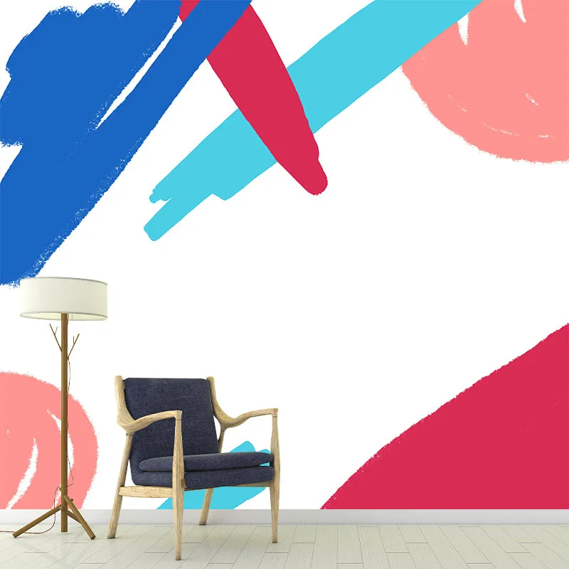 Niños que pintan la calcomaní mural abstracta rojo-azul resistente la humedad decoración de la pared para la guarderí Rojo...