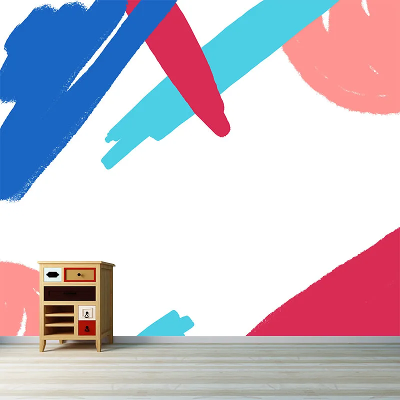 Niños que pintan la calcomaní mural abstracta rojo-azul resistente la humedad decoración de la pared para la guarderí Rojo...